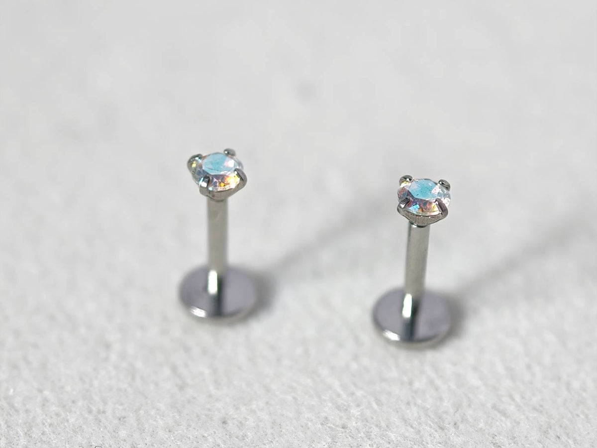 Plug in CZ Flat Back Labret- Surgical Stainless Steel 316L