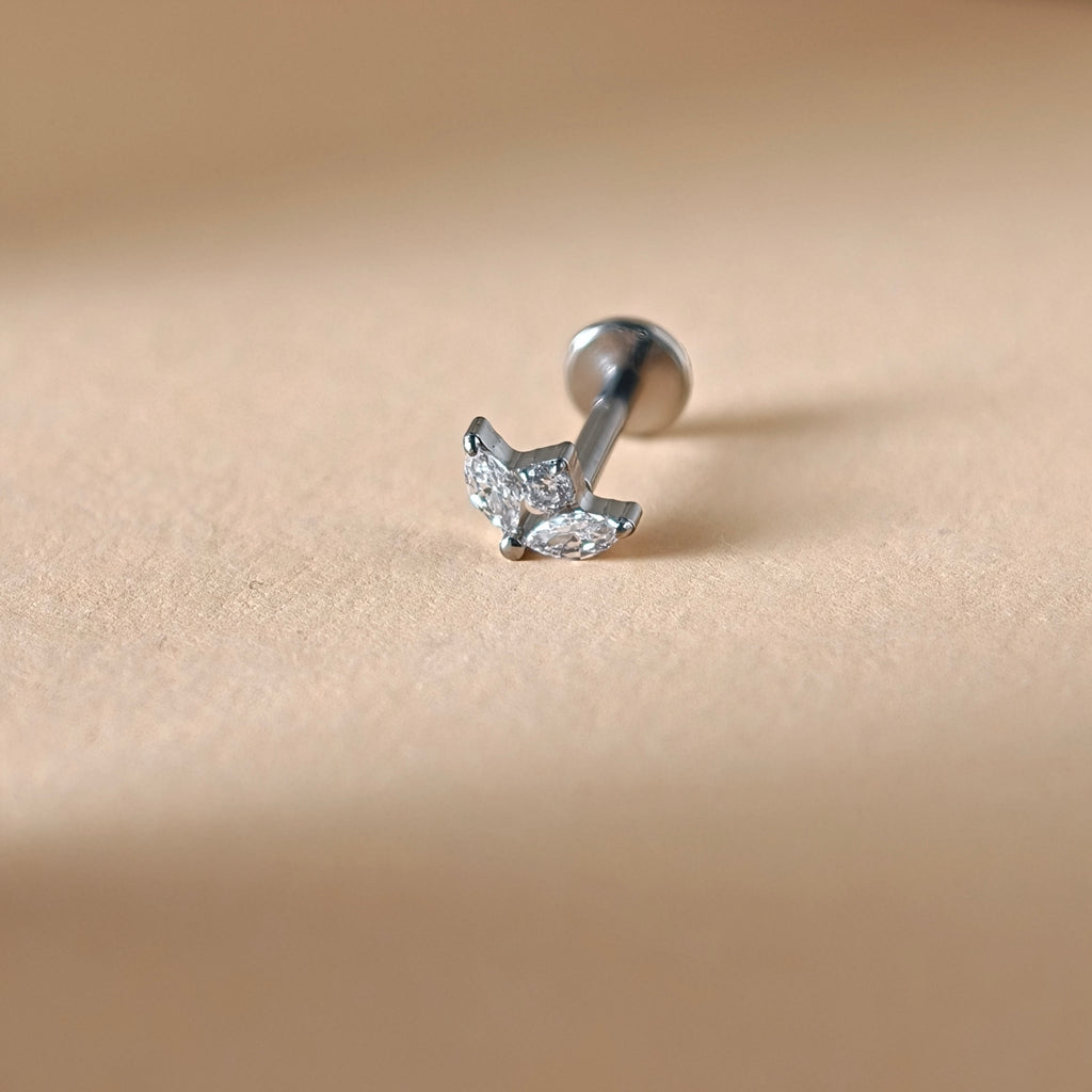 Marquise Flat Back Labret — Implant-Grade Titanium G23