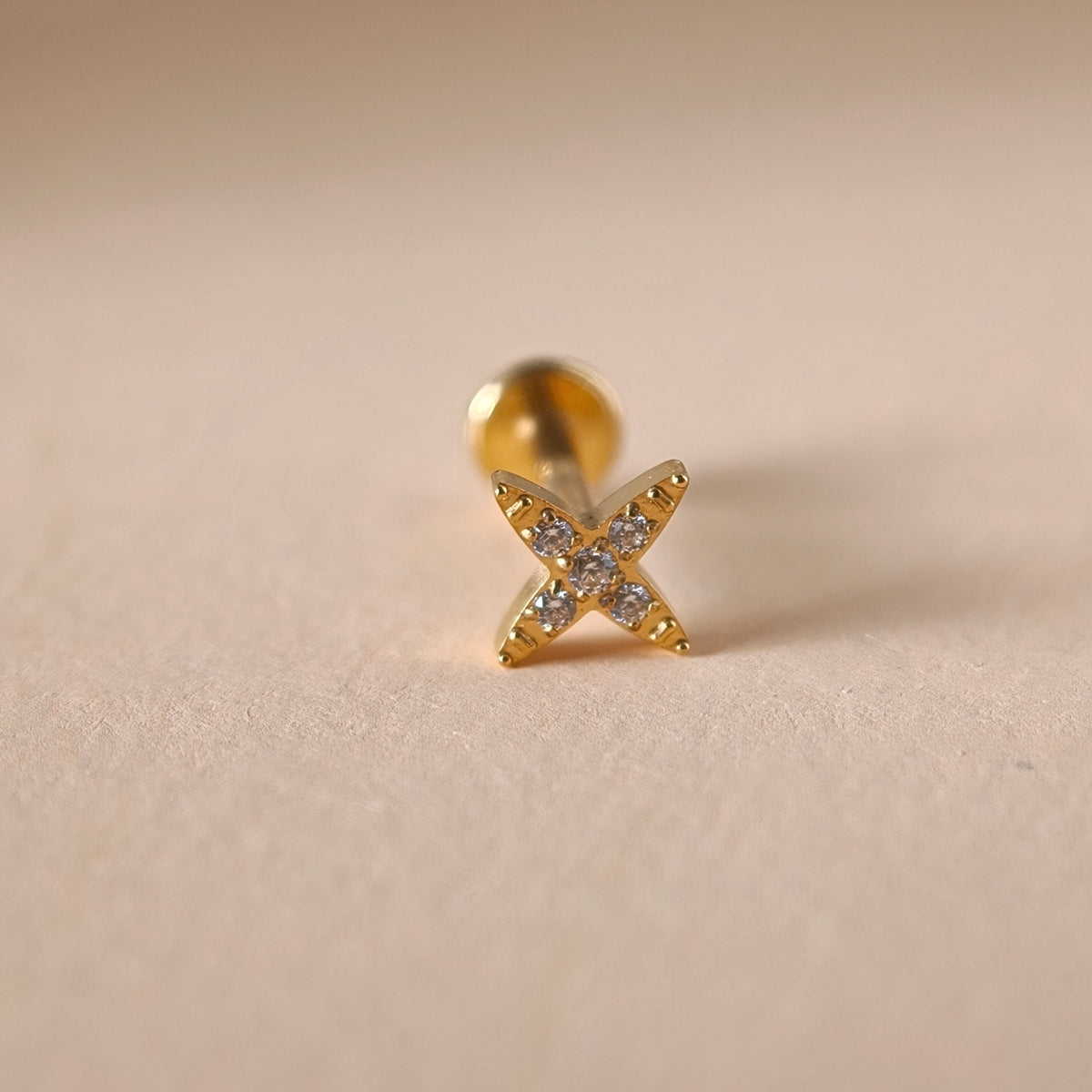 Cross Flat Back Labret — Implant-Grade Titanium G23