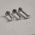 Plug in CZ Flat Back Labret- Surgical Stainless Steel 316L