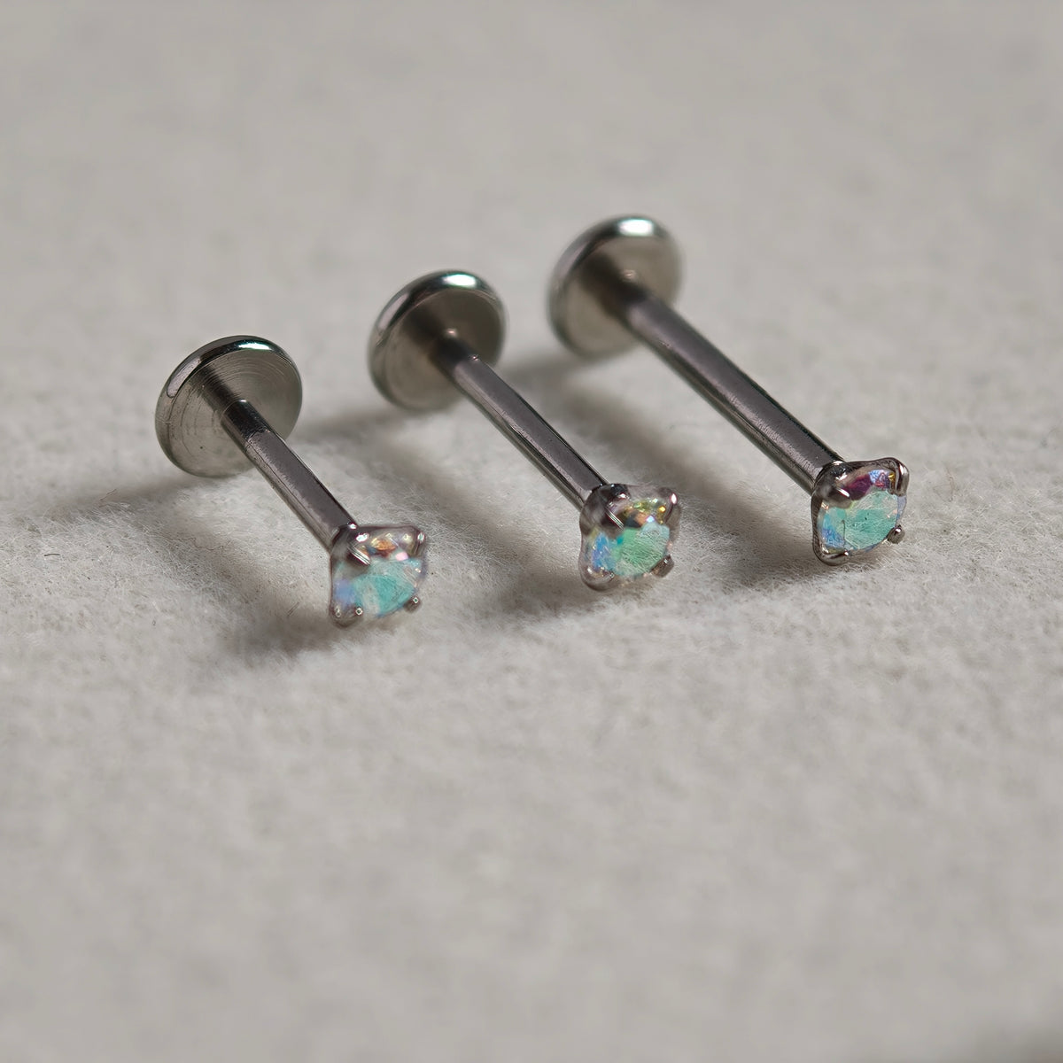 Plug in CZ Flat Back Labret- Surgical Stainless Steel 316L