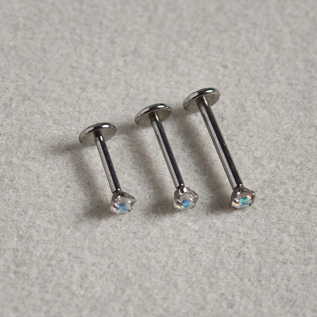 Plug in CZ Flat Back Labret- Surgical Stainless Steel 316L