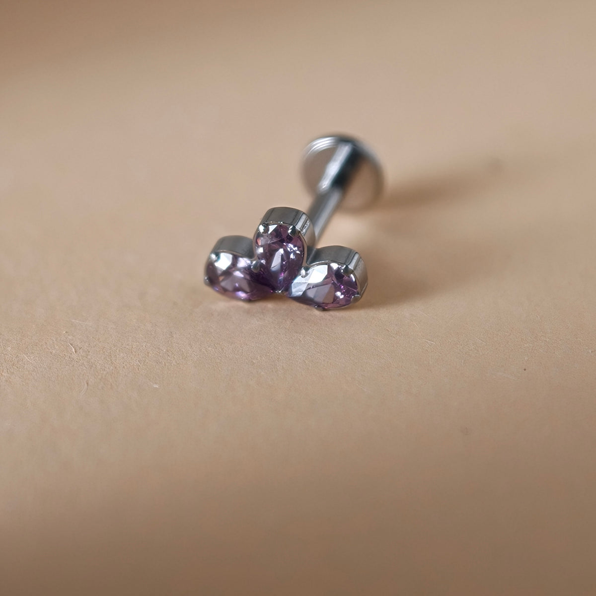 Violet Crown Flat Back Labret — Implant-Grade Titanium G23