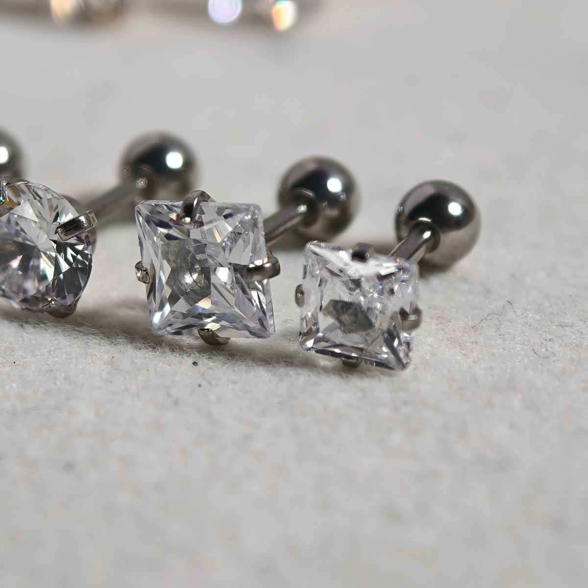 Silver CZ Ball end stud - Surgical Stainless Steel 316L