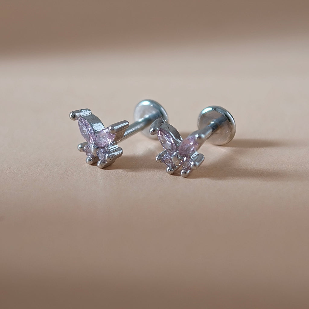 Mariposa Rosa Flat Back Labret - Surgical Stainless Steel 316L