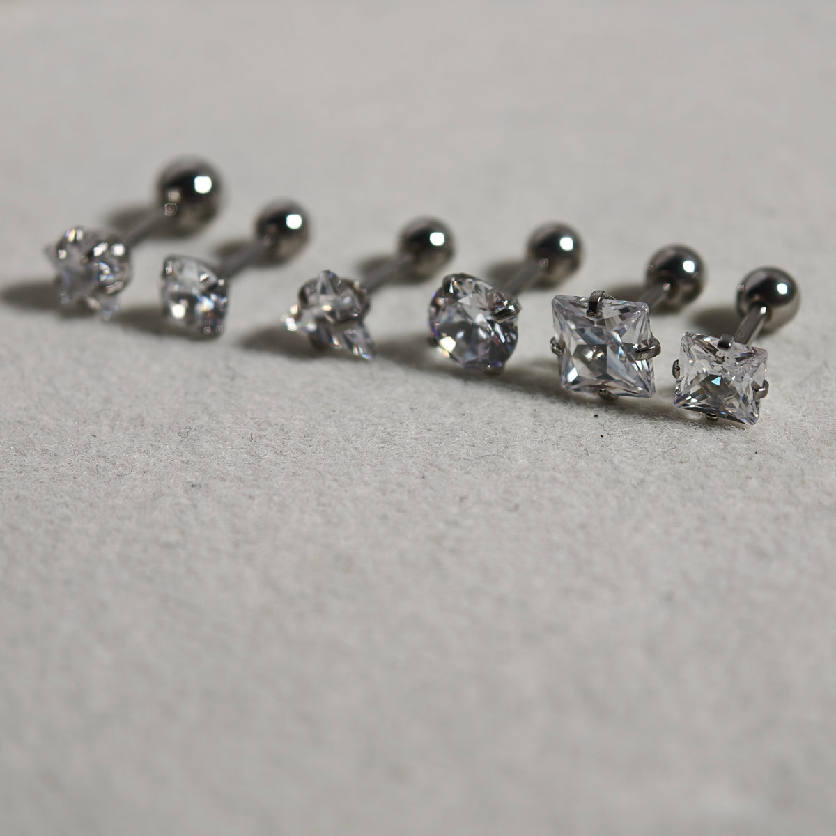 Silver CZ Ball end stud - Surgical Stainless Steel 316L