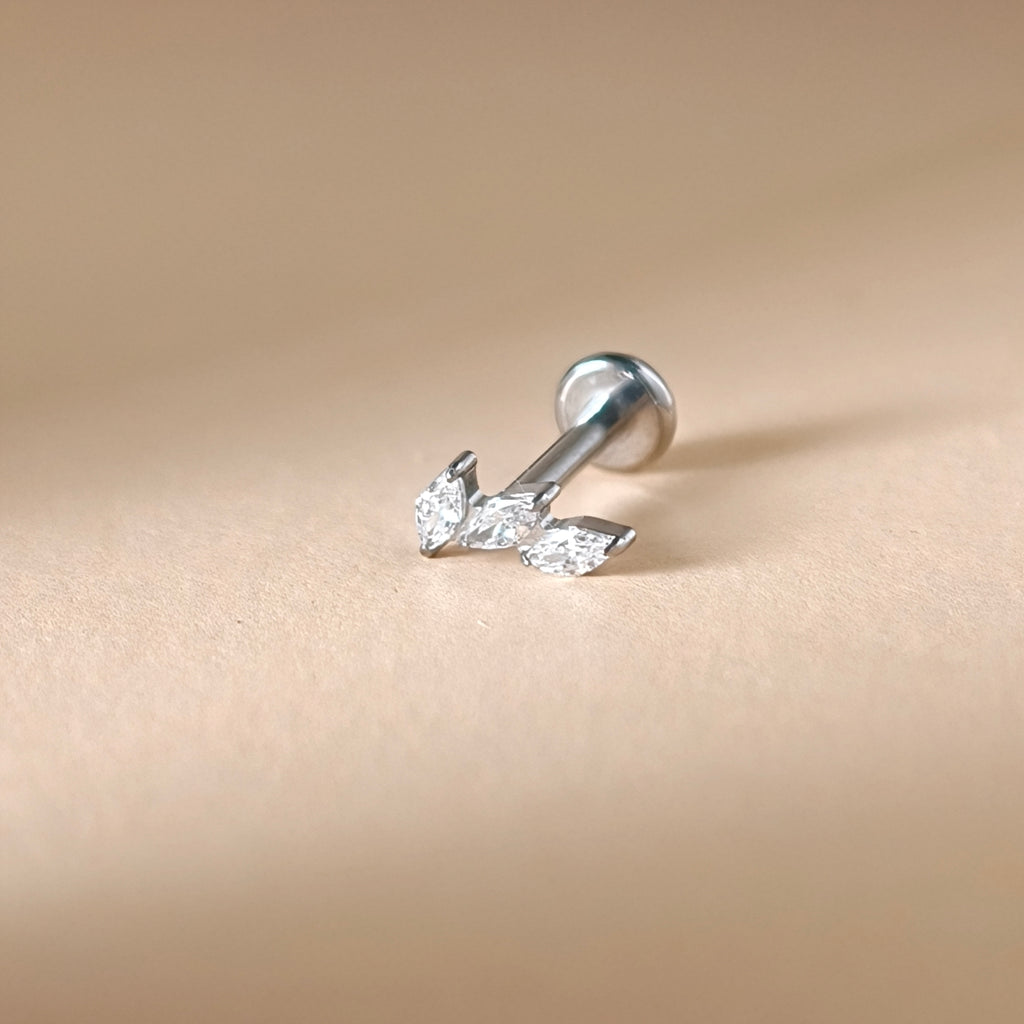 Corona Marquise Cluster Labret — Implant Grade Titanium G23