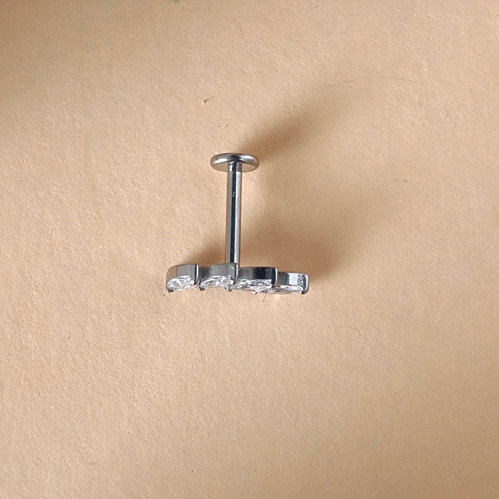 Corona Marquise Cluster Labret — Implant Grade Titanium G23