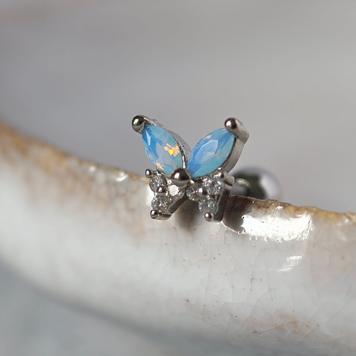 Blue butterfly Ball End - Surgical Stainless Steel