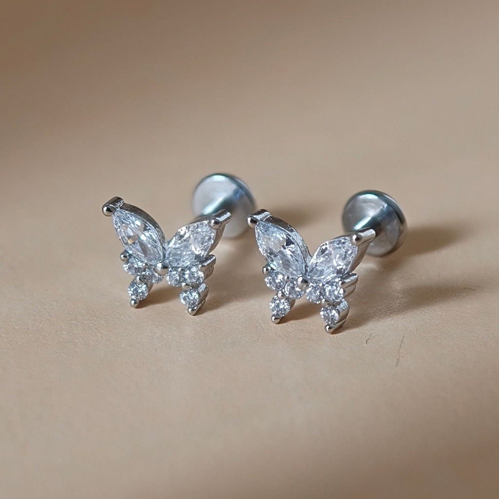 Marquise Butterfly Flat Back Labret - Surgical Stainless Steel 316L