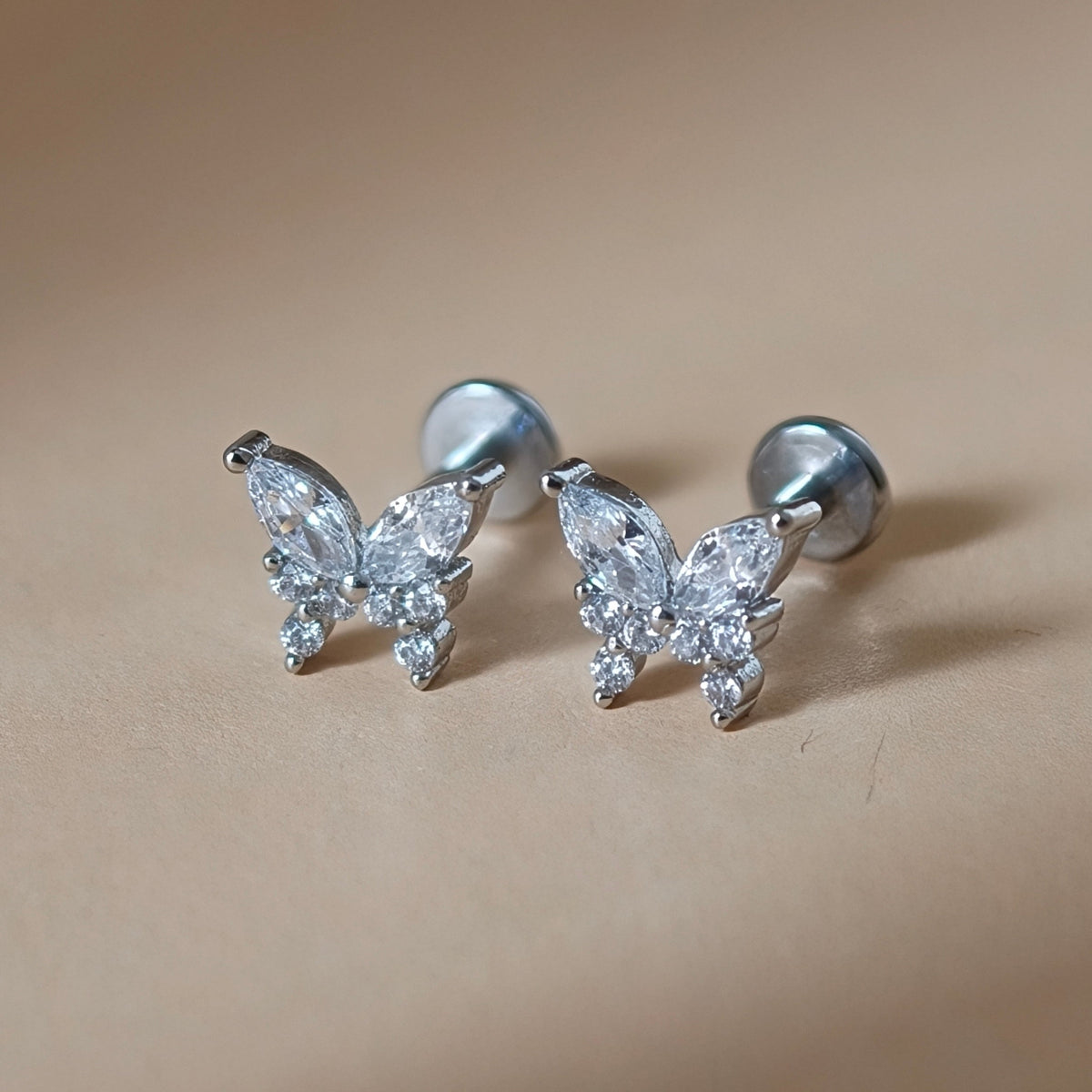 Marquise Butterfly Flat Back Labret - Surgical Stainless Steel 316L