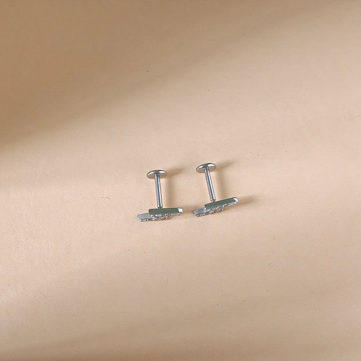 Lightning Bolt Flat Back Labret - Surgical Stainless Steel 316L