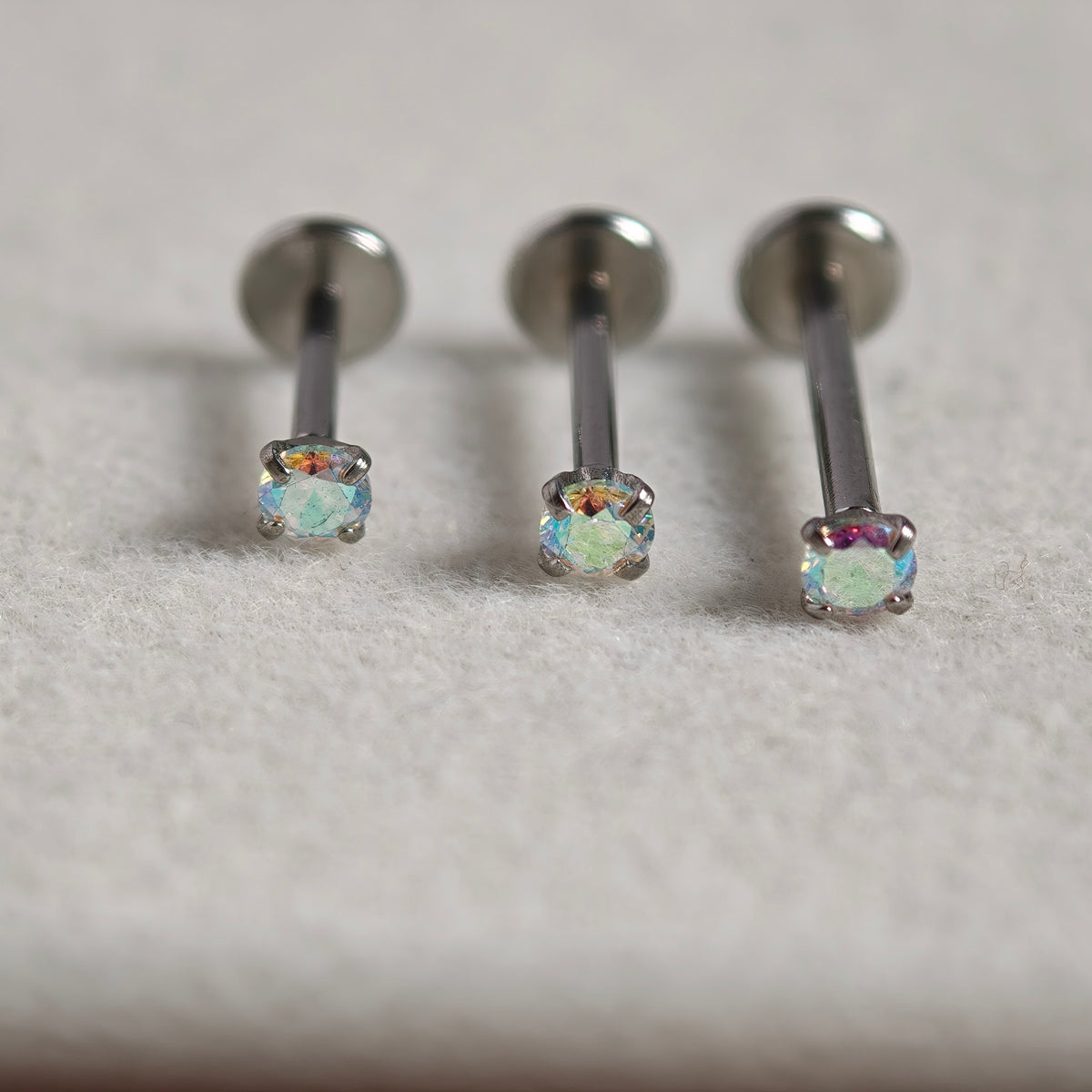 Plug in CZ Flat Back Labret- Surgical Stainless Steel 316L
