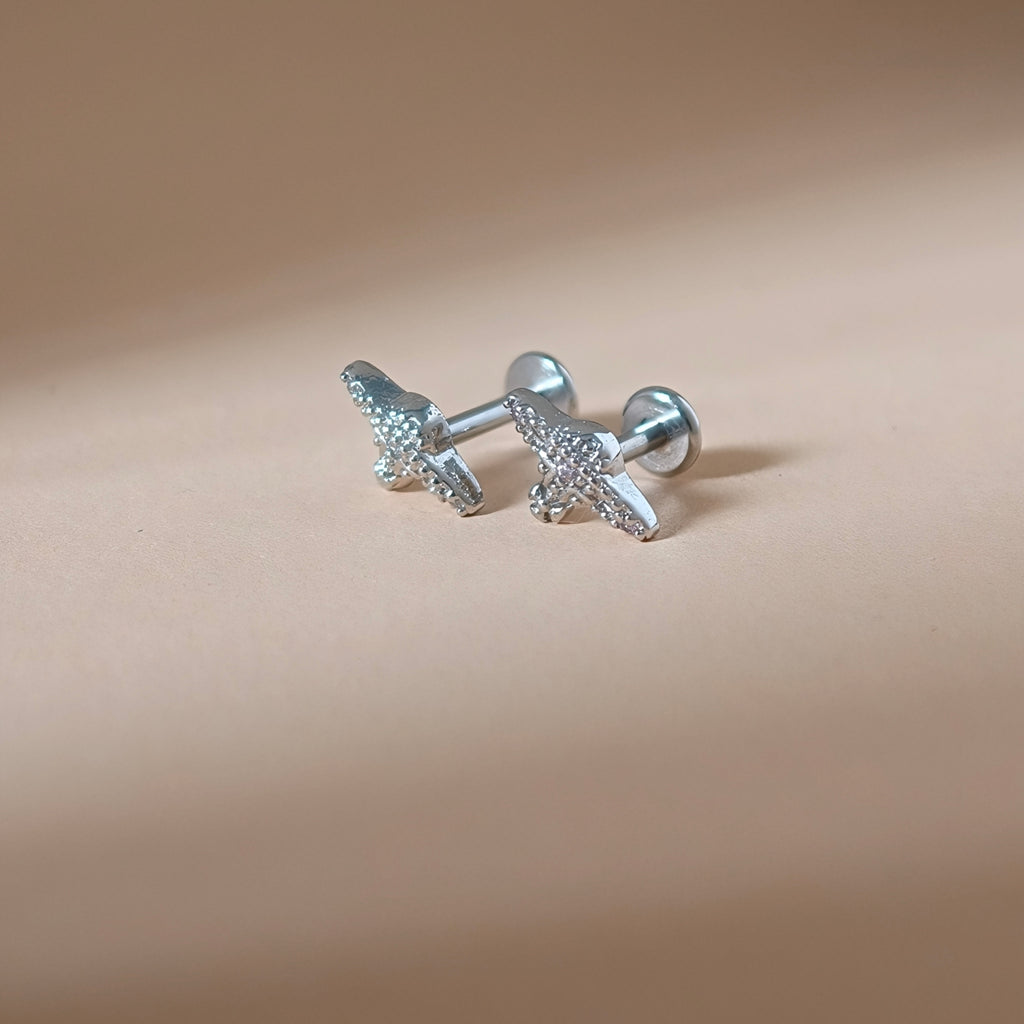 Airplane Flat Back Labret - Surgical Stainless Steel 316L