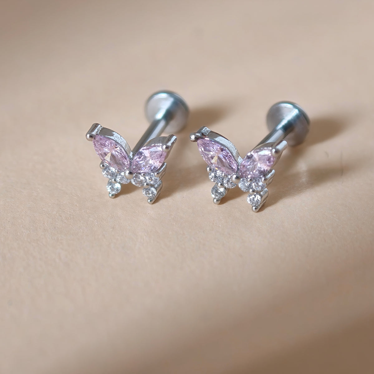 Marquise Butterfly Flat Back Labret - Surgical Stainless Steel 316L