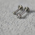 Bezel CZ Flat Back Labret  Implant-Grade Titanium G23