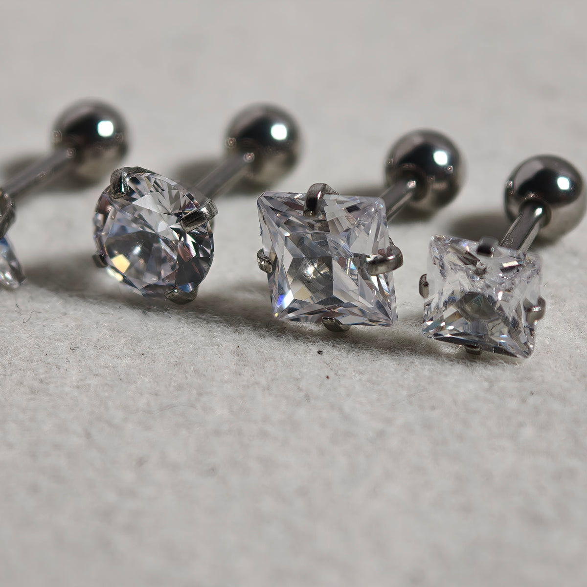 Silver CZ Ball end stud - Surgical Stainless Steel 316L