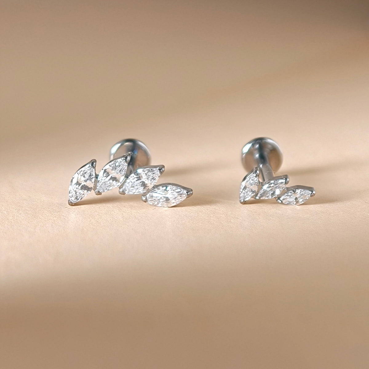 Corona Marquise Cluster Labret — Implant Grade Titanium G23