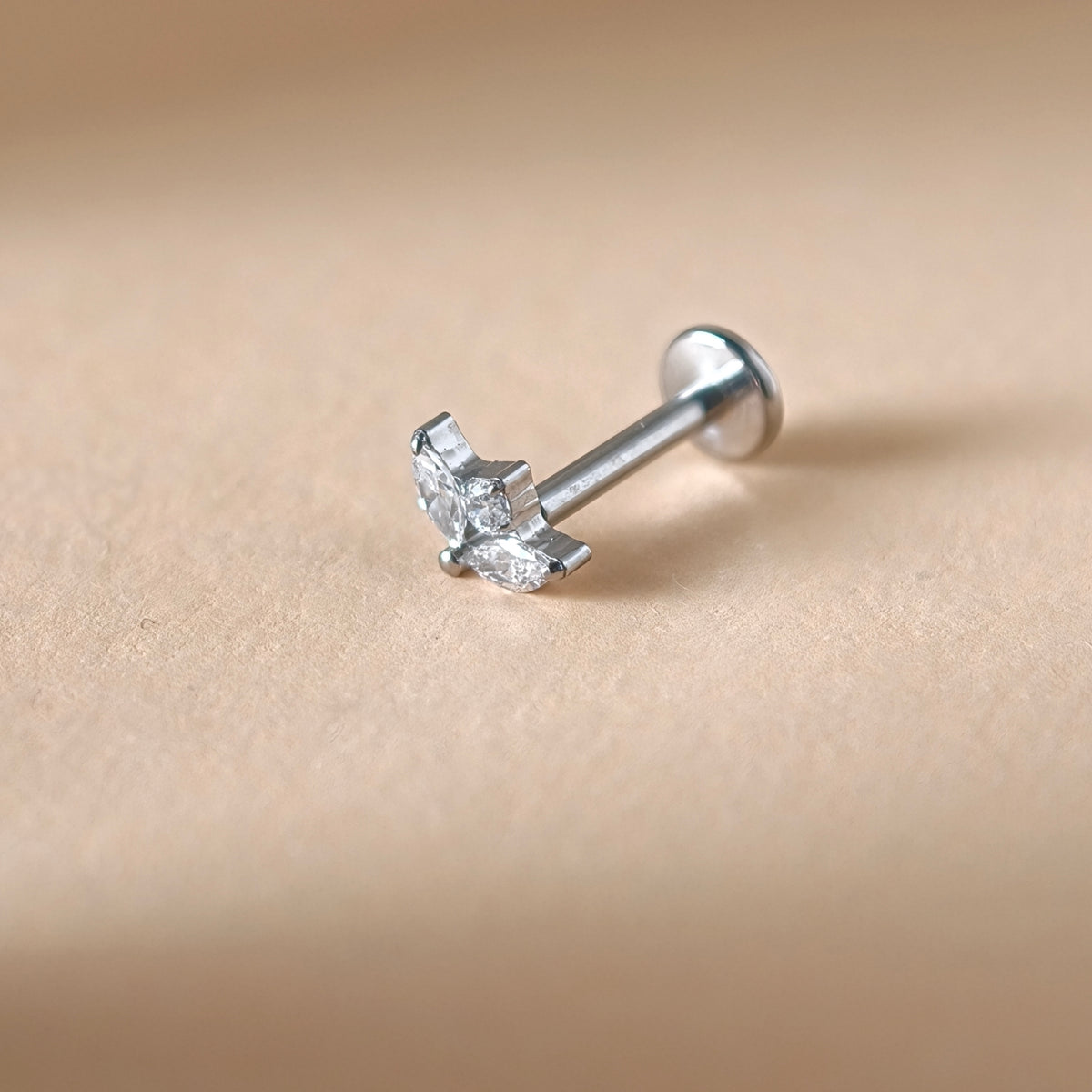 Marquise Flat Back Labret — Implant-Grade Titanium G23