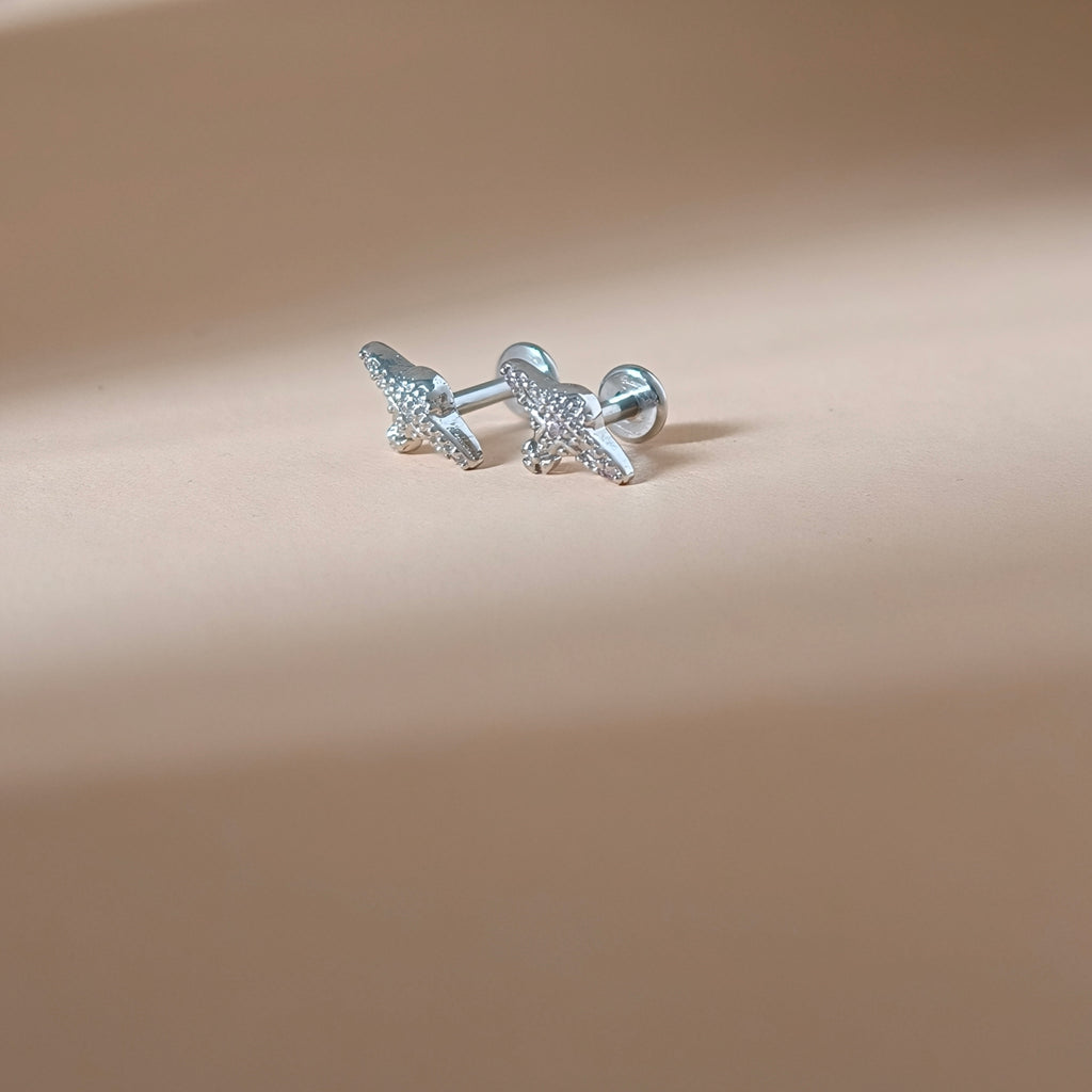 Airplane Flat Back Labret - Surgical Stainless Steel 316L
