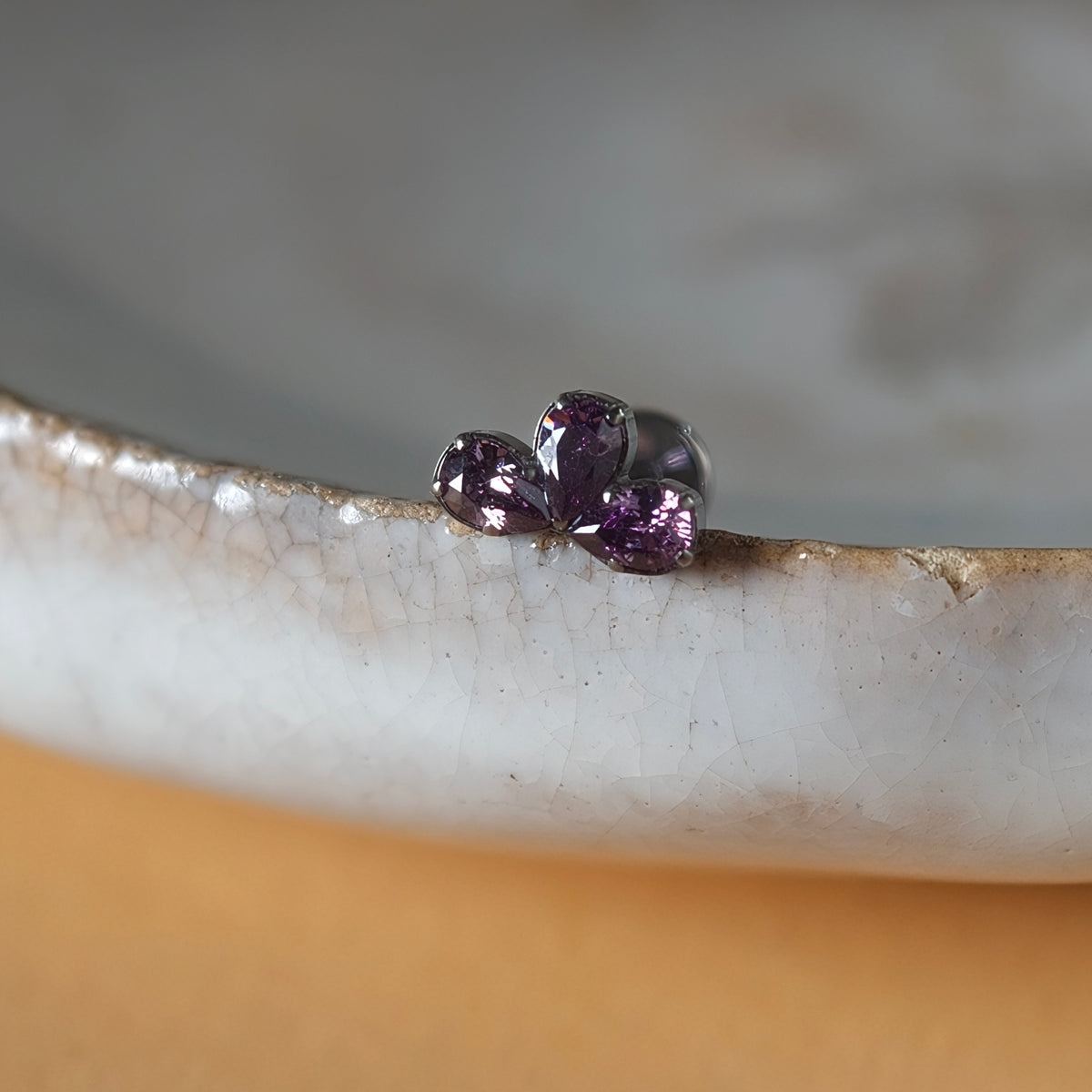 Violet Crown Flat Back Labret — Implant-Grade Titanium G23