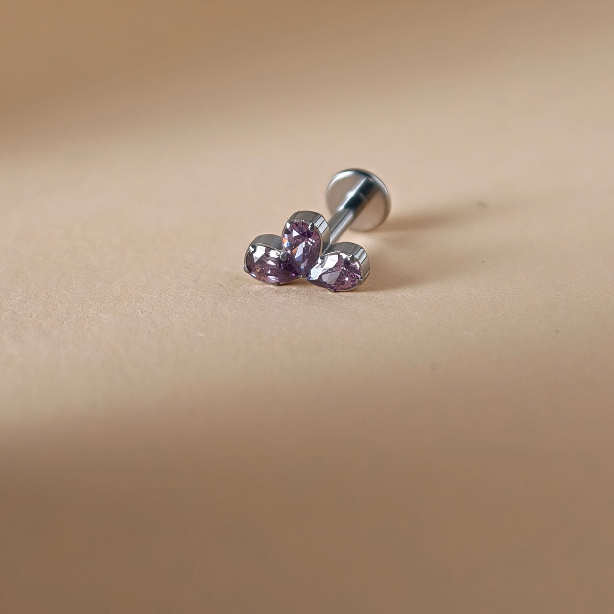 Violet Crown Flat Back Labret — Implant-Grade Titanium G23