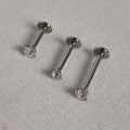 Silver CZ Flat Back Labret  - Surgical Stainless Steel 316L