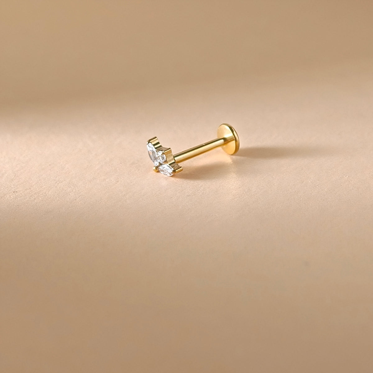 Marquise Flat Back Labret — Implant-Grade Titanium G23