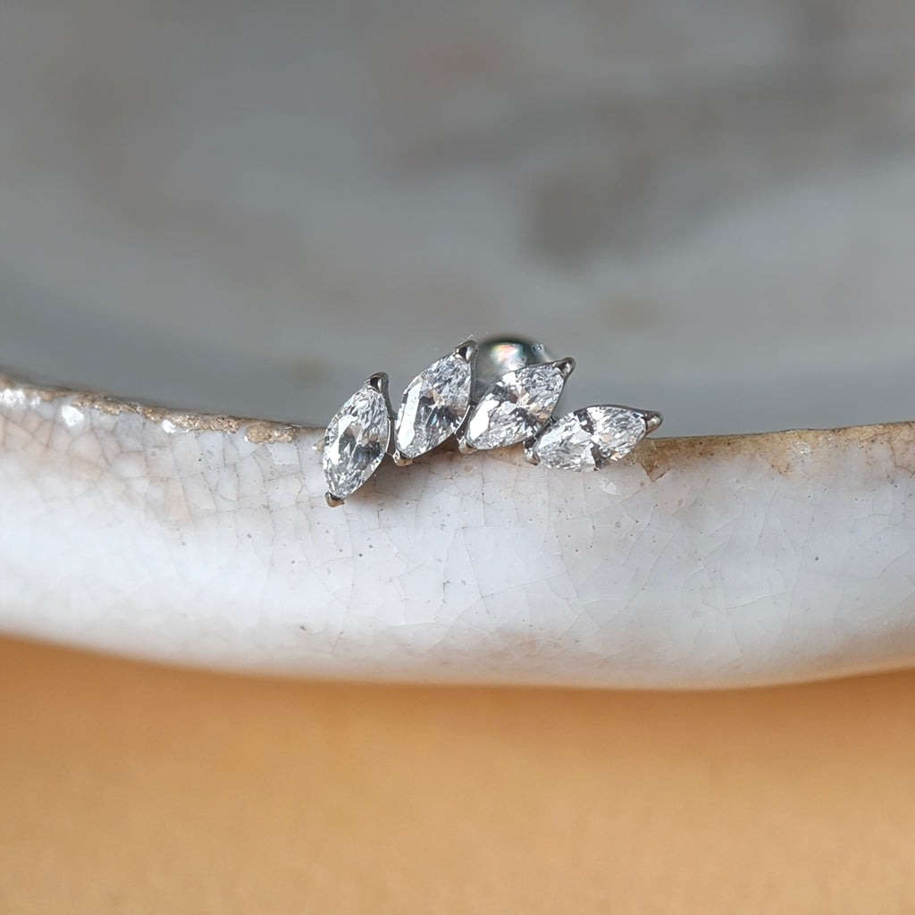 Corona Marquise Cluster Labret — Implant Grade Titanium G23