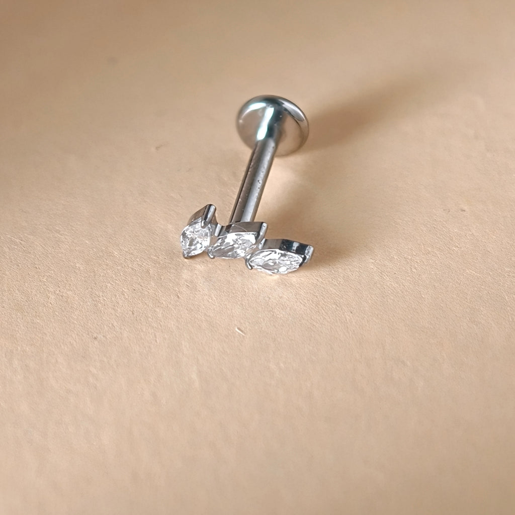 Corona Marquise Cluster Labret — Implant Grade Titanium G23