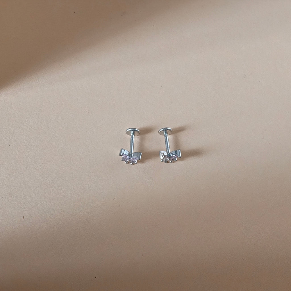 Mariposa Rosa Flat Back Labret - Surgical Stainless Steel 316L