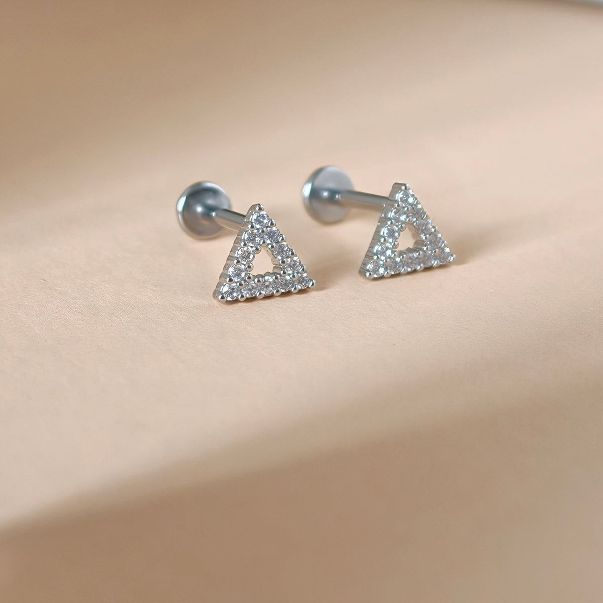 Open Triangle Flat Back Labret - Surgical Stainless Steel 316L