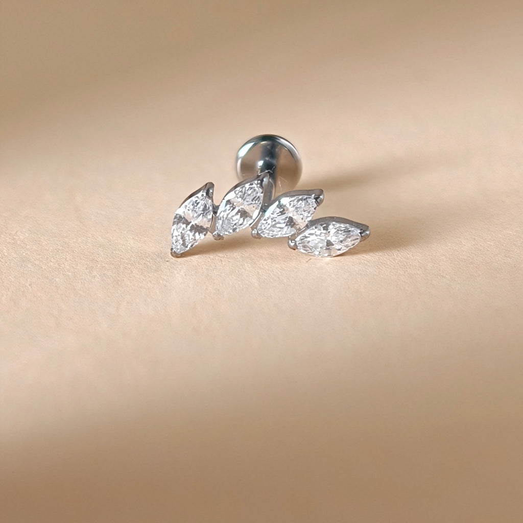 Corona Marquise Cluster Labret — Implant Grade Titanium G23