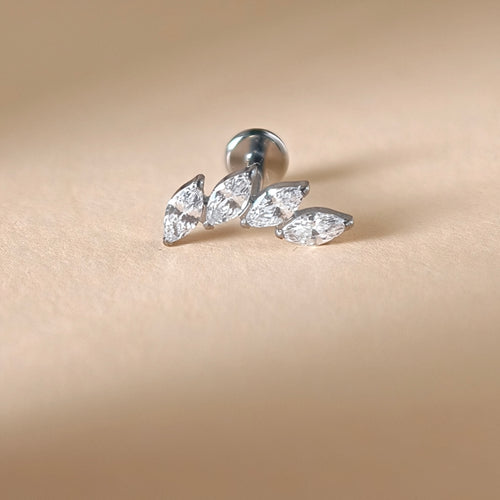 Corona Marquise Cluster Labret — Implant Grade Titanium G23