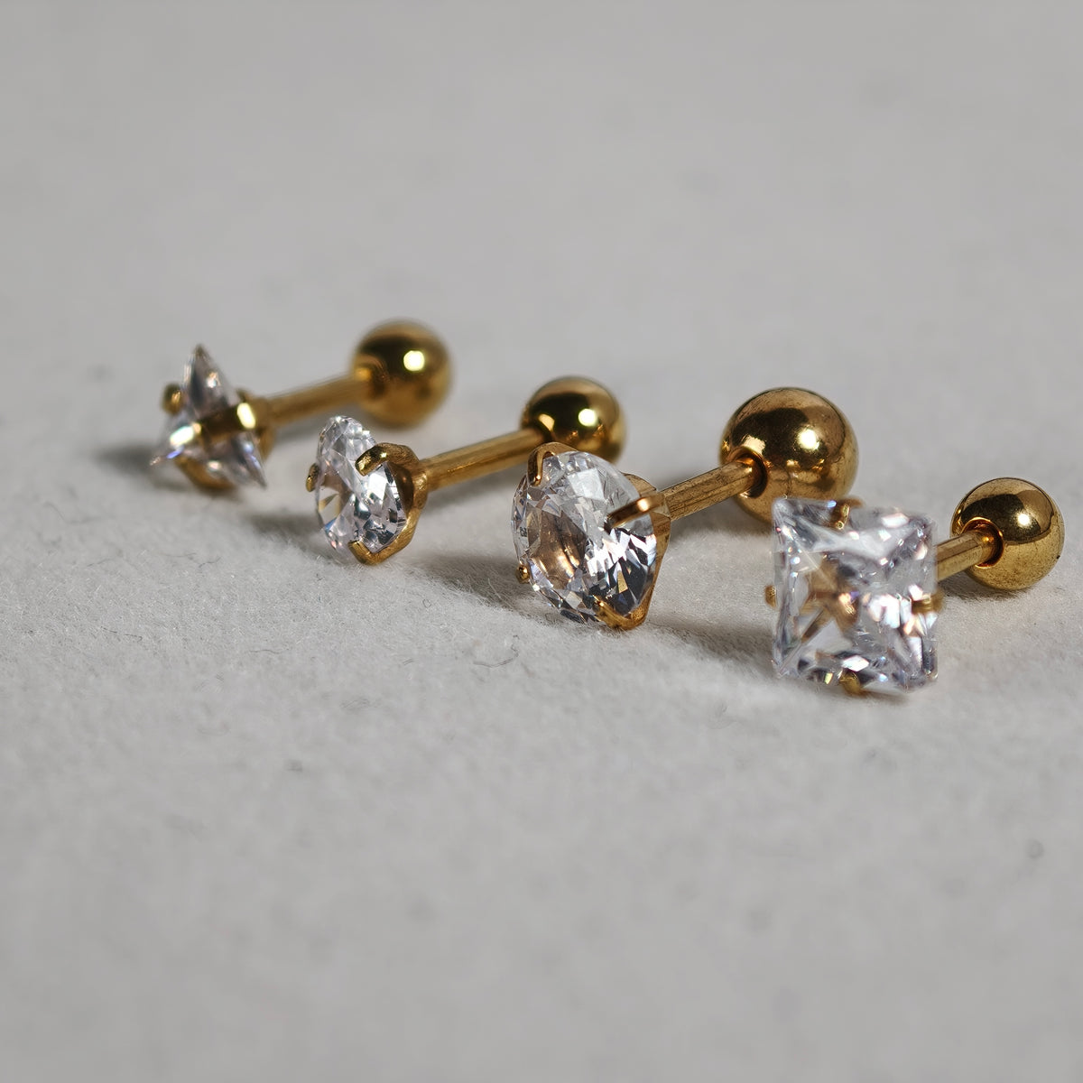 Gold CZ Ball end stud - Surgical Stainless Steel 316L