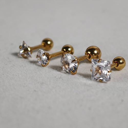 Gold CZ Ball end stud - Surgical Stainless Steel 316L
