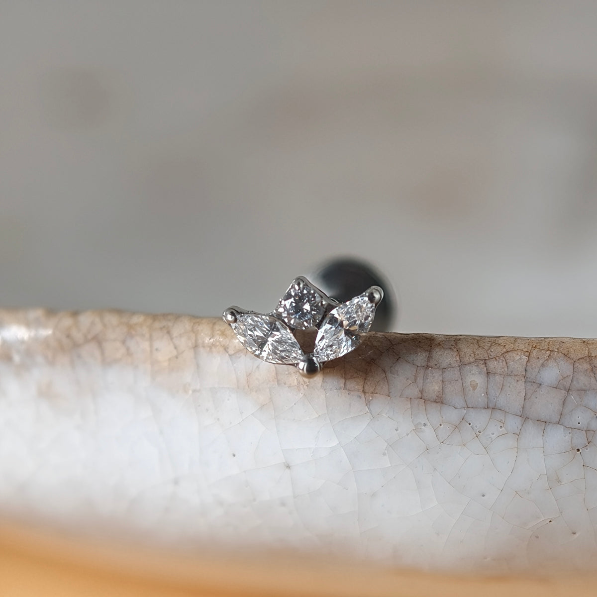 Marquise Flat Back Labret — Implant-Grade Titanium G23