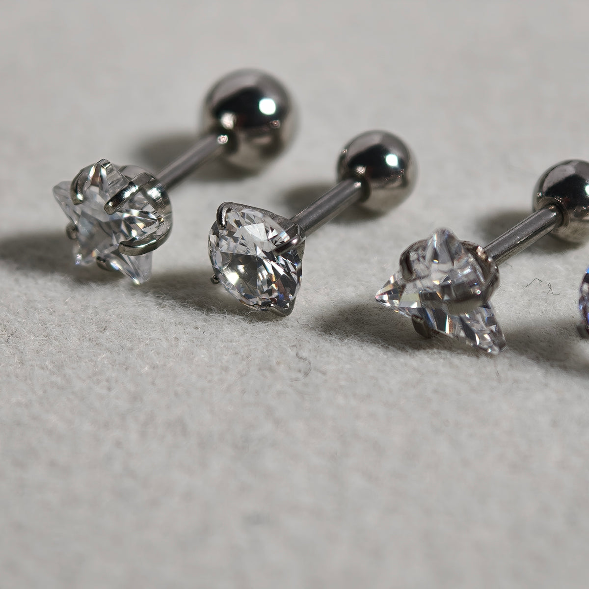 Silver CZ Ball end stud - Surgical Stainless Steel 316L