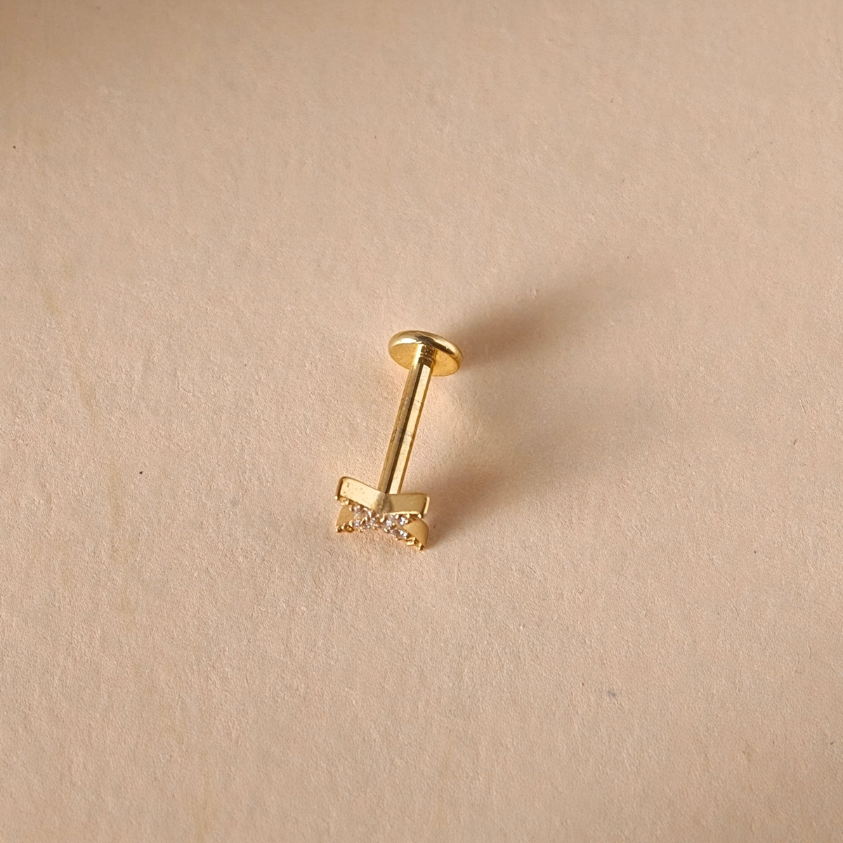 Cross Flat Back Labret — Implant-Grade Titanium G23