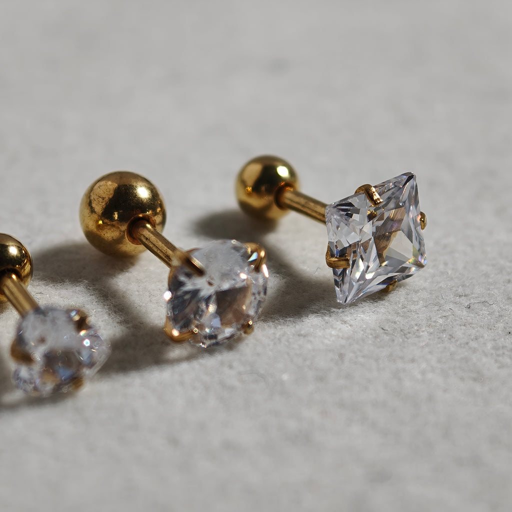 Gold CZ Ball end stud - Surgical Stainless Steel 316L